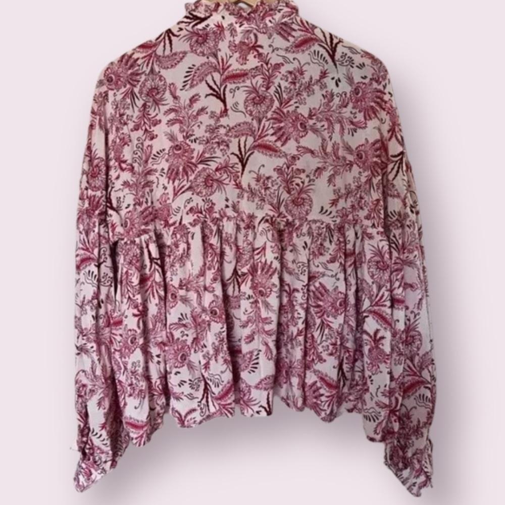 Anthropologie Tie-Front Peasant Blouse size M - Picture 7 of 8